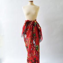 Load image into Gallery viewer, Red silk and cotton pareo