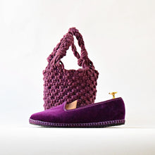 Load image into Gallery viewer, borsa macramè prugna