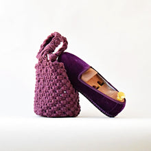 Load image into Gallery viewer, borsa macramè prugna