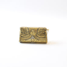 Load image into Gallery viewer, Large trapeze clutch bag gold colour
