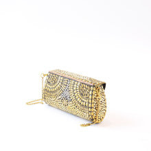 Load image into Gallery viewer, Large trapeze clutch bag gold colour
