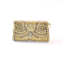 Load image into Gallery viewer, Large trapeze clutch bag gold colour
