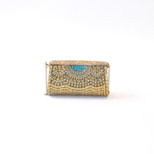 Load image into Gallery viewer, Large trapeze clutch bag gold colour
