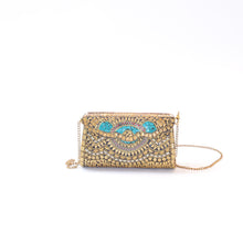 Load image into Gallery viewer, Large trapeze clutch bag gold colour
