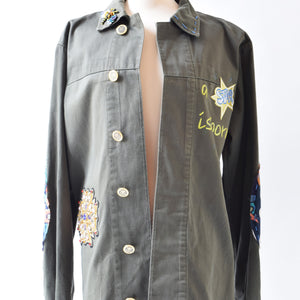 Giacca militare dipinta a mano pre loved Spring