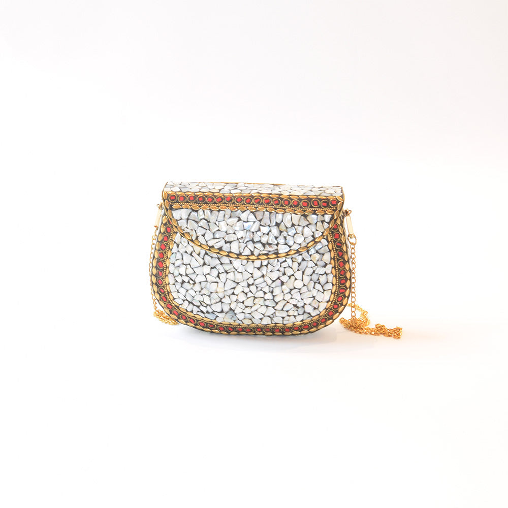 Large trapeze clutch bag gold colour