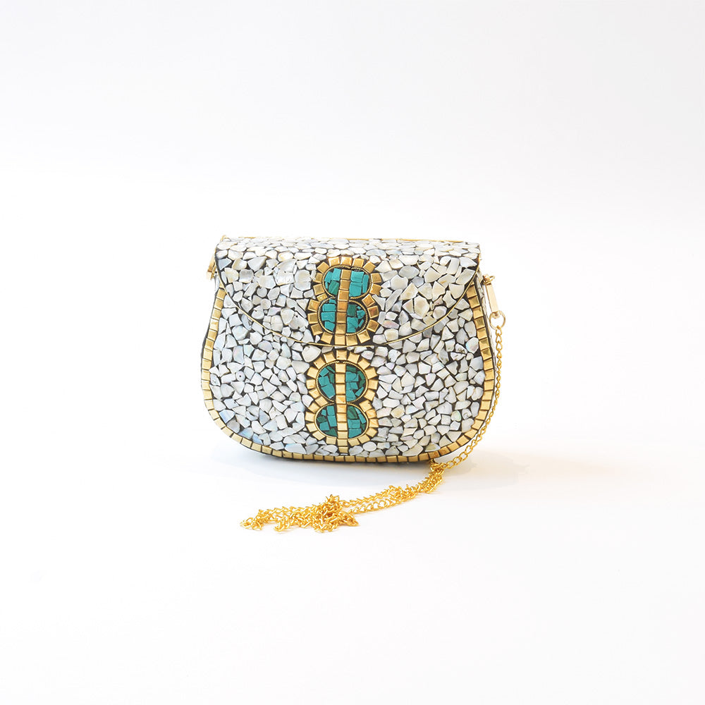 Large trapeze clutch bag gold colour