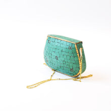 Load image into Gallery viewer, Large trapeze clutch bag gold colour
