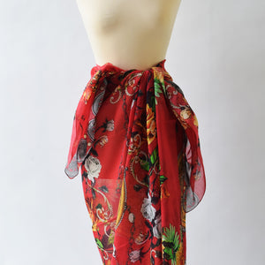 Red silk and cotton pareo