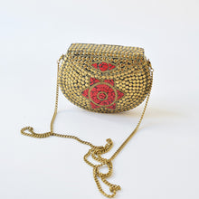 Load image into Gallery viewer, Large trapeze clutch bag gold colour
