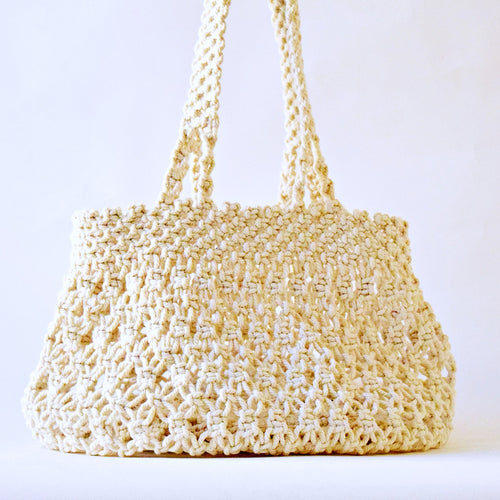 borsa mare macramè panna