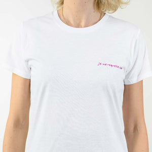 White t-shirt with embroidery - Je ne regrette rien