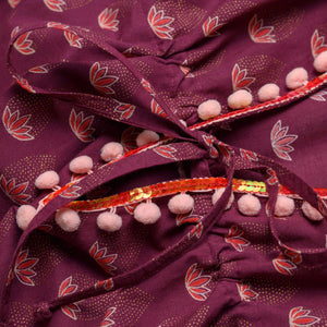 Vestito estivo in cotone indiano stampato a mano bordeaux